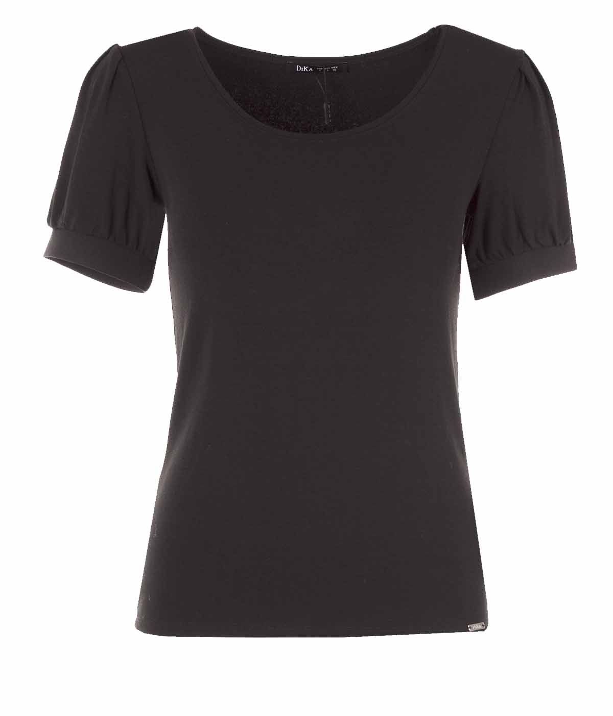 Short-sleeved viscose blouse with round neckline 0